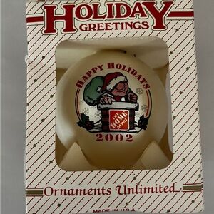2002 Home Depot vintage Holiday Greetings Ornament - Cream